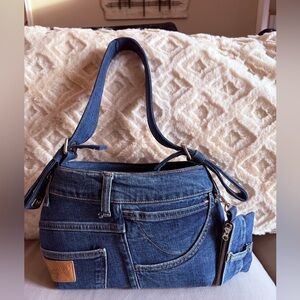 Custom Made Denim Blue Women's Shoulder Bag - Casual Jean Style